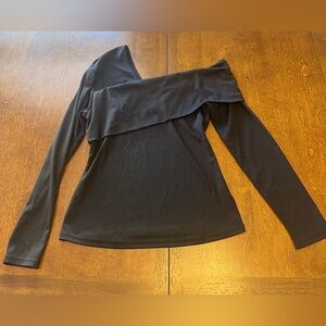 Grace Karin Black Asymmetrical Long Sleeve Blouse